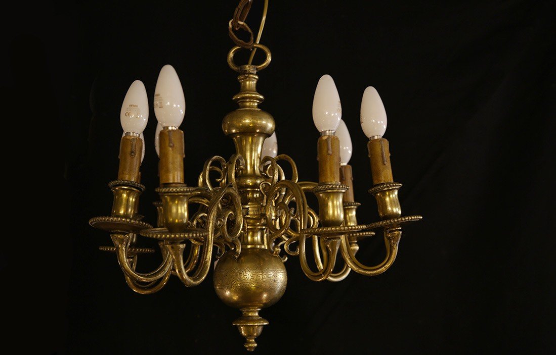 Dutch Type Bronze Chandelier, Late 17th-early 18th Century