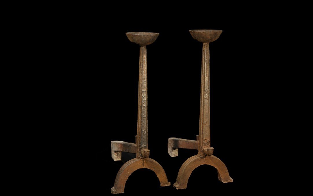 Cast Iron Andirons, 17th-18th Century-photo-2