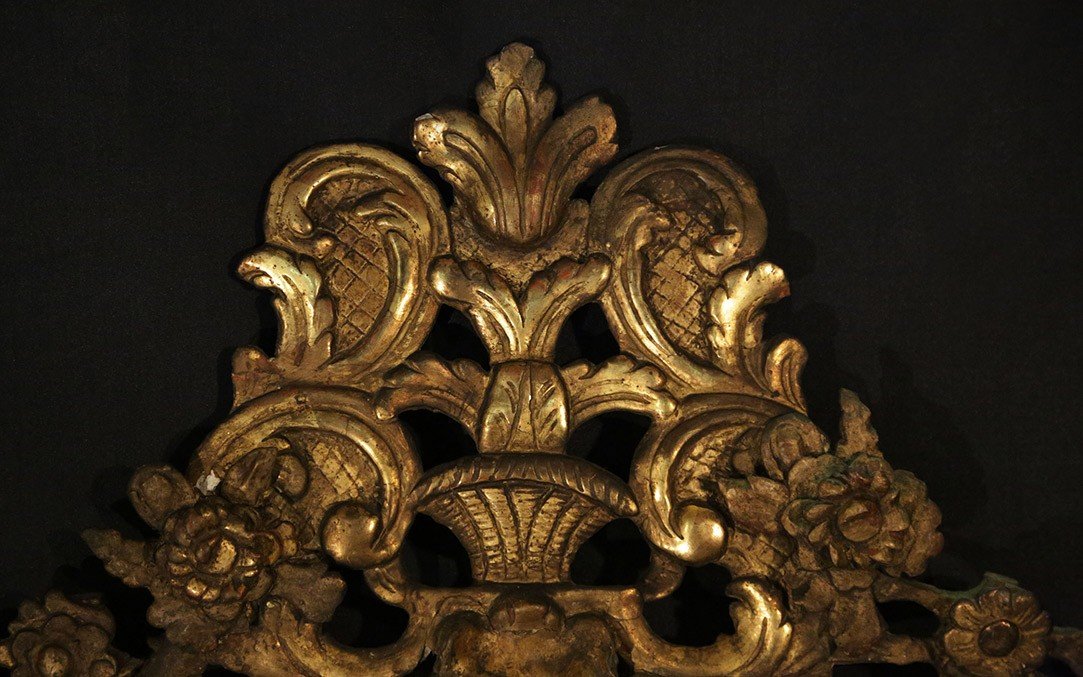 Large Regency Mirror In Golden Wood, 18th Century (102 X 62 Cm)-photo-3