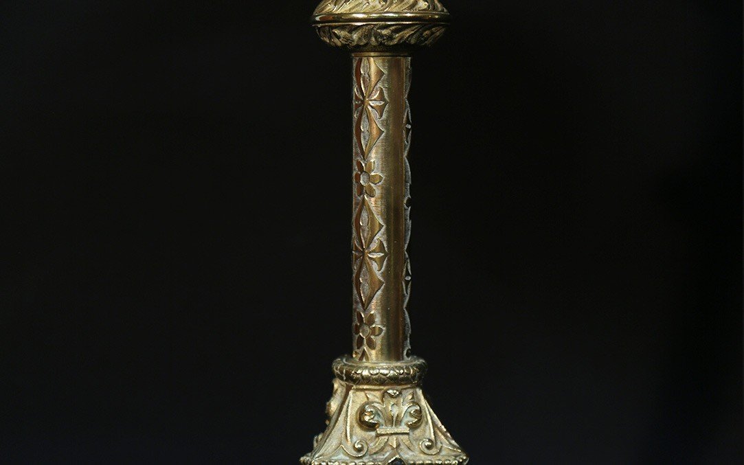 Pair Of Neo-gothic Bronze Lamps -photo-2