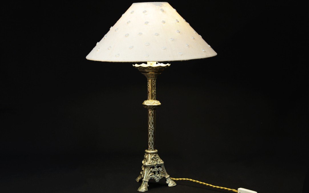 Pair Of Neo-gothic Bronze Lamps -photo-1