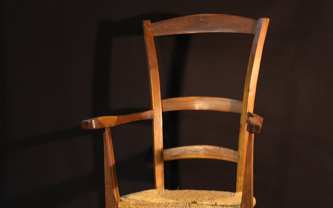 19th Century Straw Armchair-photo-2