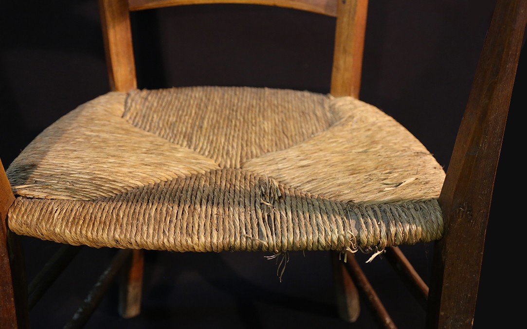 19th Century Straw Armchair-photo-3