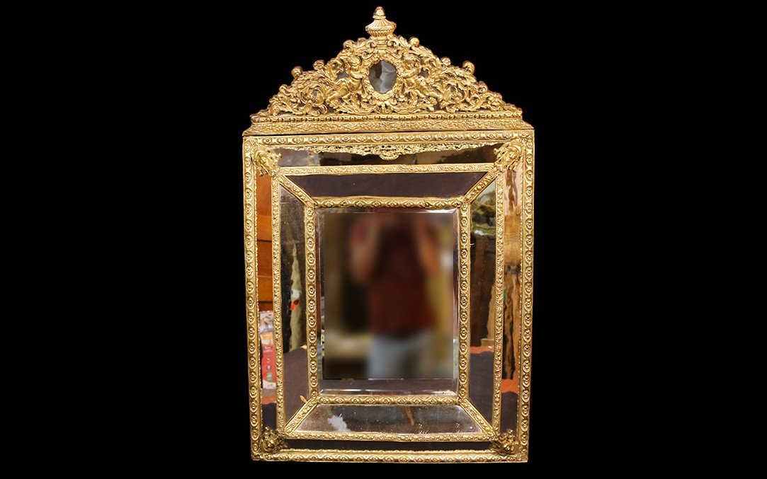 Large Louis XIV Style Parecloses Mirror (109 X 70 Cm) 