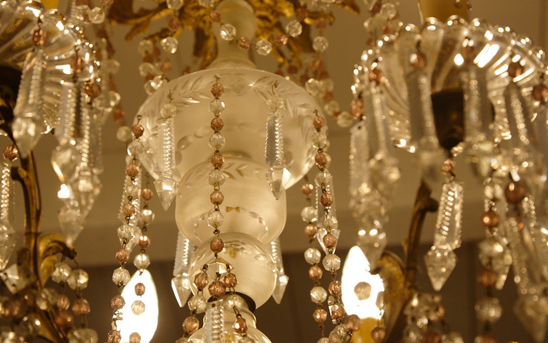 Crystal And Bronze Chandelier, 1900s-photo-3