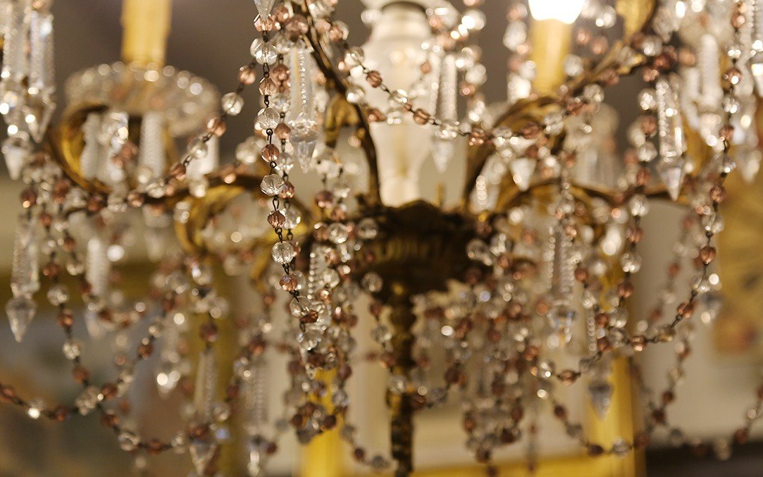 Crystal And Bronze Chandelier, 1900s-photo-4