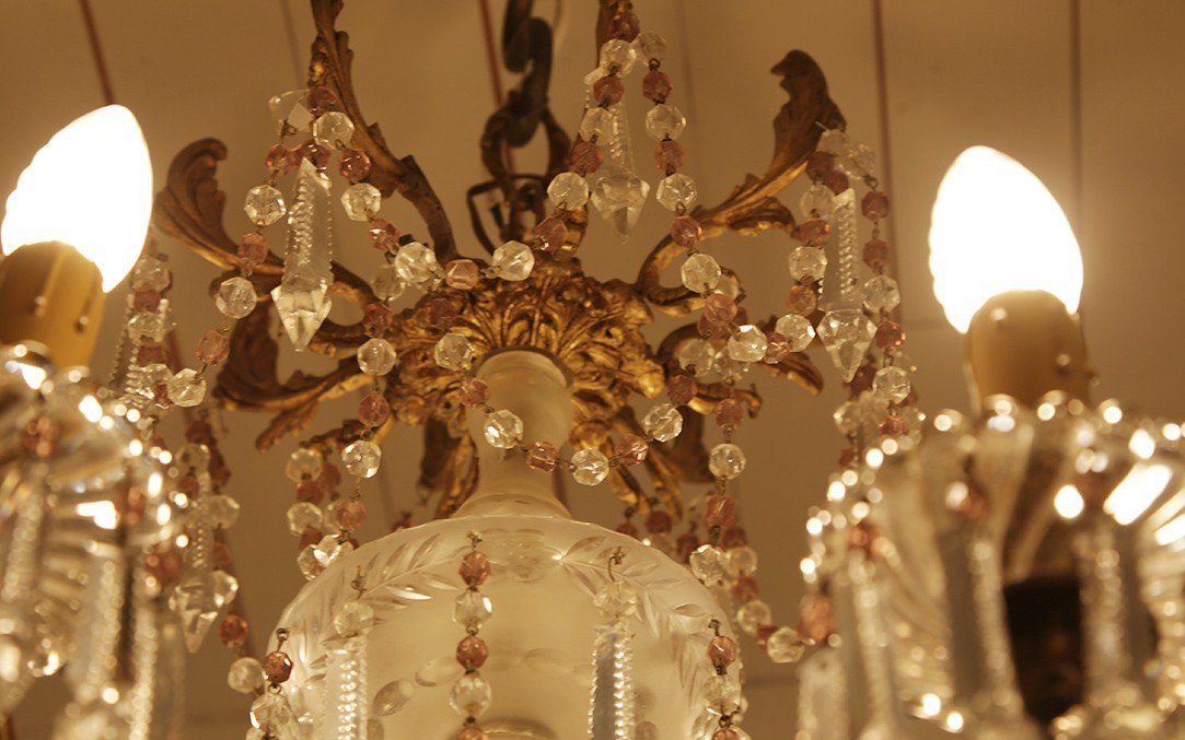 Crystal And Bronze Chandelier, 1900s-photo-6