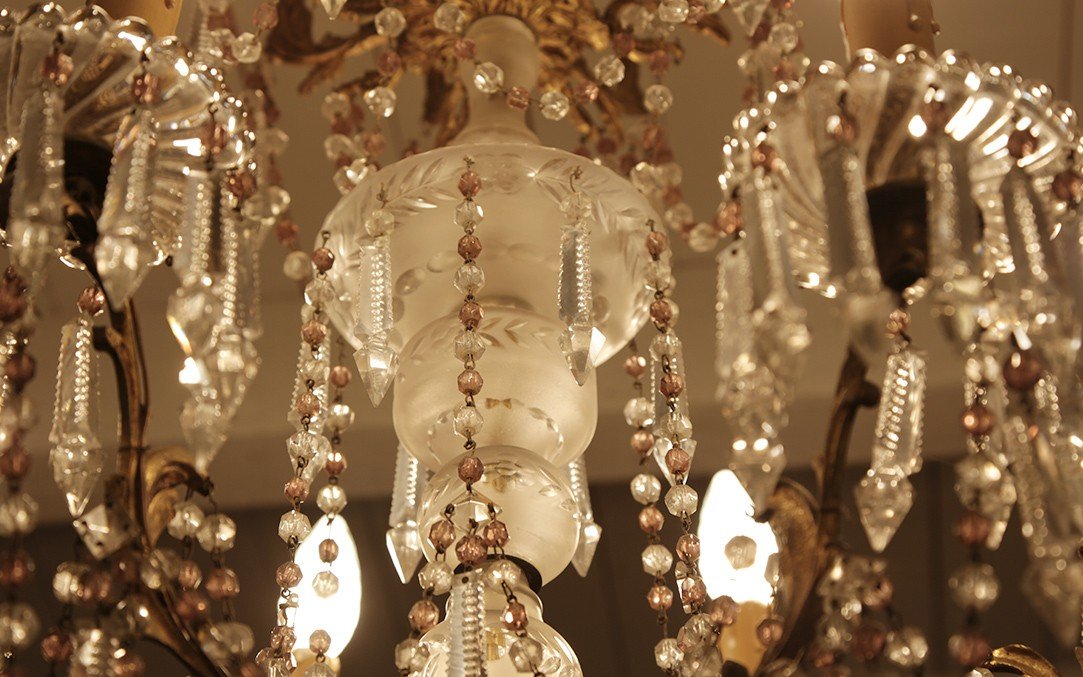 Crystal And Bronze Chandelier, 1900s-photo-7