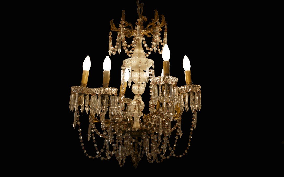 Crystal And Bronze Chandelier, 1900s