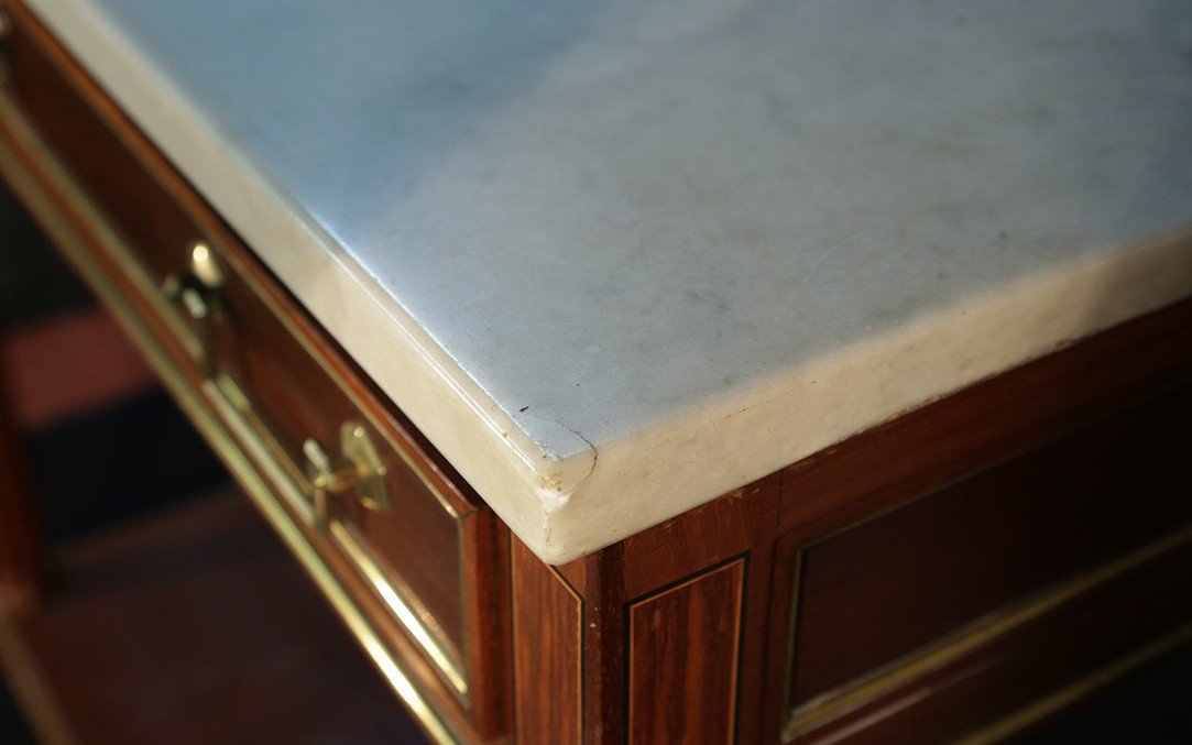 Console Louis XVI, Acajou, Marbre De Carrare, XVIIIeme-photo-1