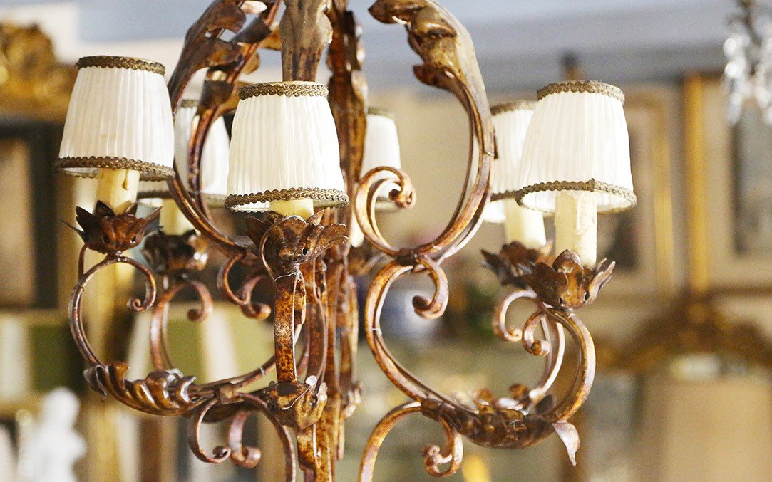 Wrought Iron Chandelier, Late 19th Century, Rustic -photo-4