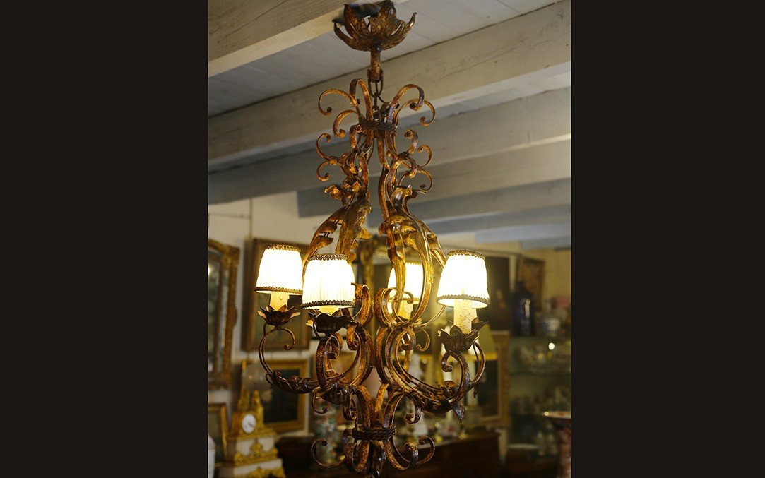 Wrought Iron Chandelier, Late 19th Century, Rustic -photo-1