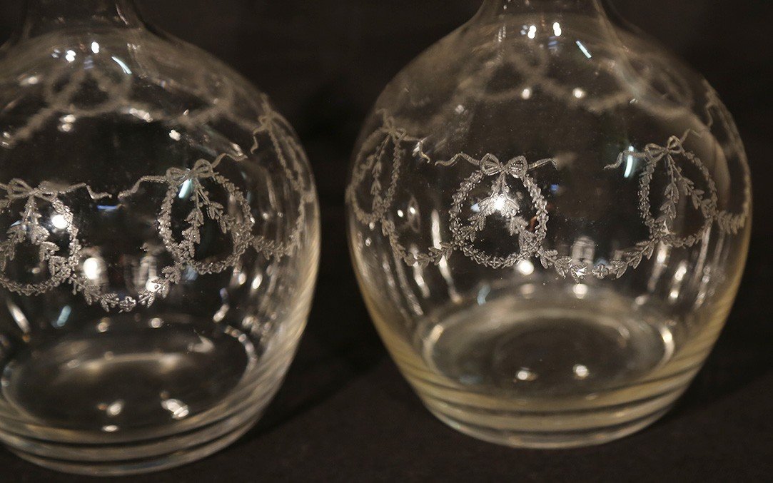 Pair Of Crystal Decanters, Late 19th Century -photo-3