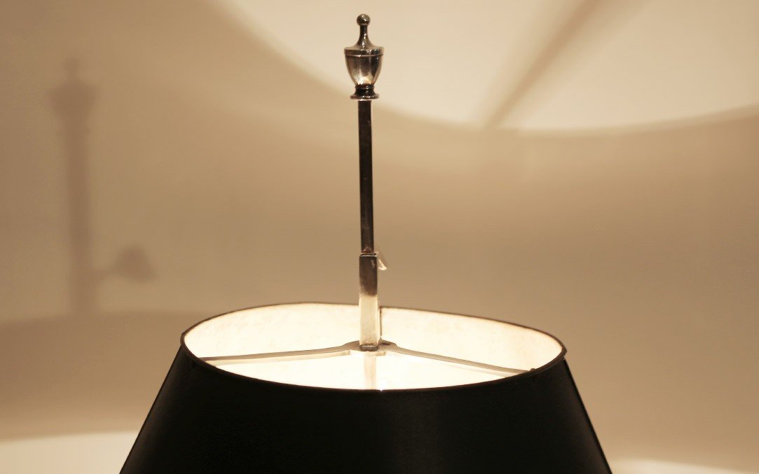 Desk Lamp, Silvered Bronze, 19th Century, Electrified -photo-1