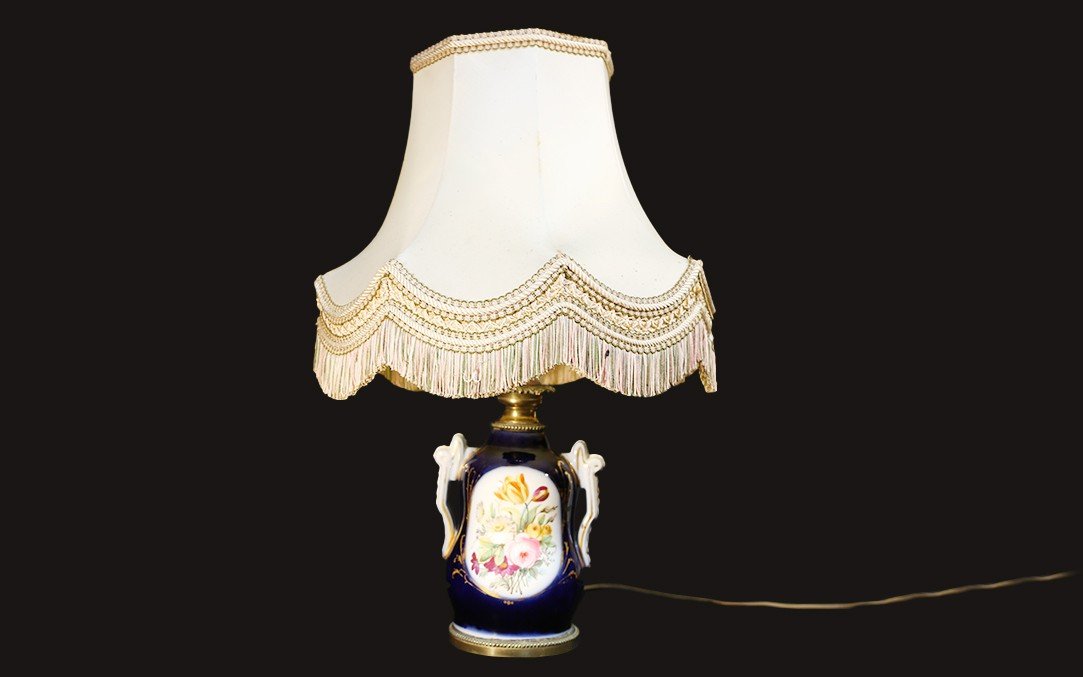 Lampe En Porcelaine De Valentine, XIXème Siècle -photo-4