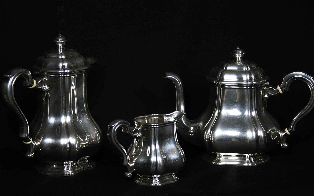 Sterling Silver Coffee And Tea Set, Minerva Hallmark, 1756 Grams-photo-2