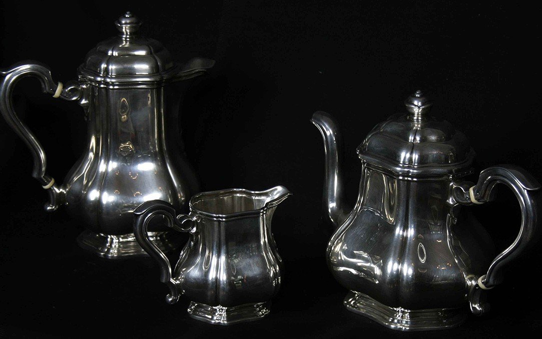 Sterling Silver Coffee And Tea Set, Minerva Hallmark, 1756 Grams-photo-3