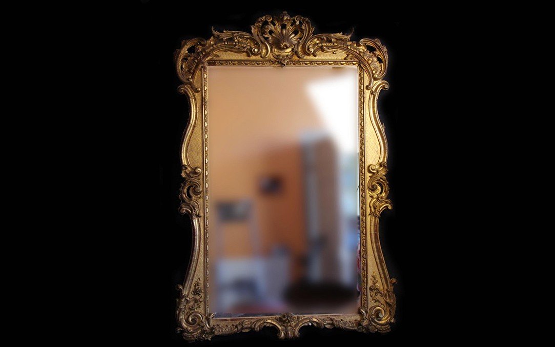 Miroir XIXème Bois Doré à La Feuille, 140 X 95 cm-photo-7