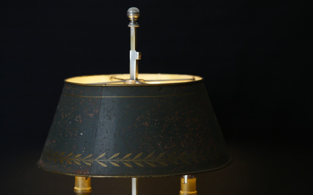 Lampe Bouillotte En Bronze Argenté, 1er Empire, début XIXème Siècle -photo-2