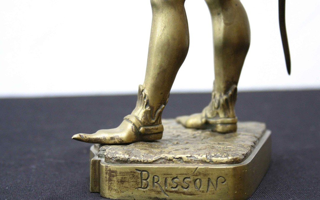 Bronze à Patine Dorée "l'ironie" Par Brisson (haut.26 Cm)-photo-1