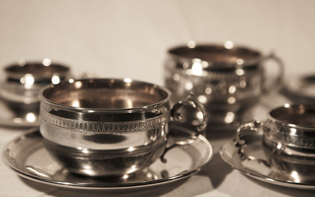 6 Cups, Solid Silver, 19th Century -photo-2