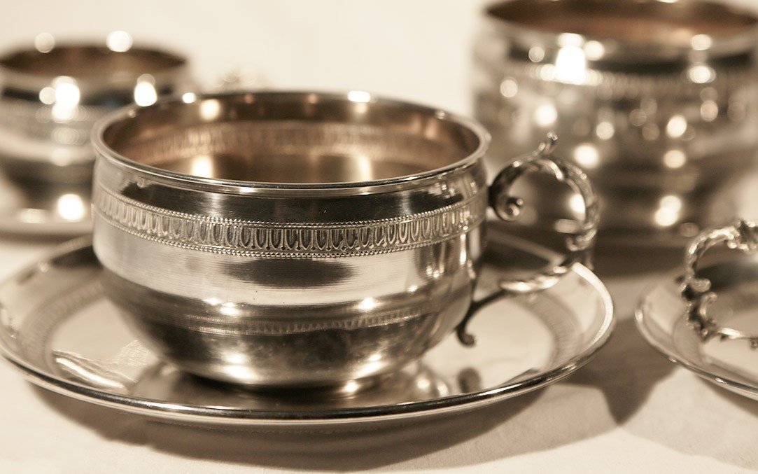 6 Cups, Solid Silver, 19th Century -photo-3