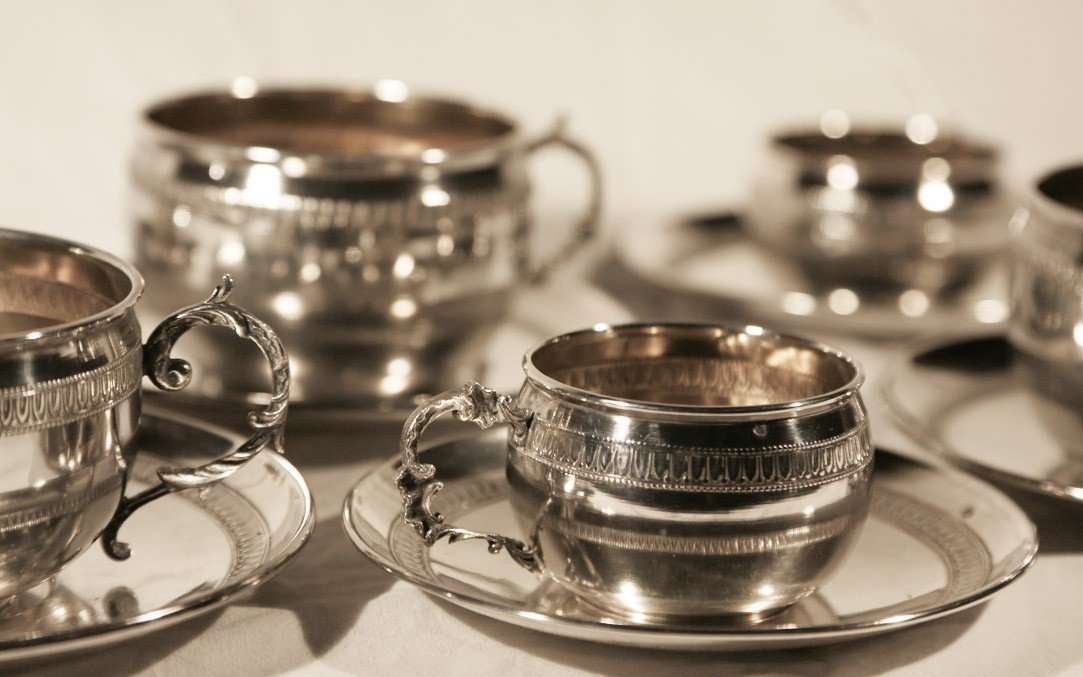 6 Cups, Solid Silver, 19th Century -photo-4