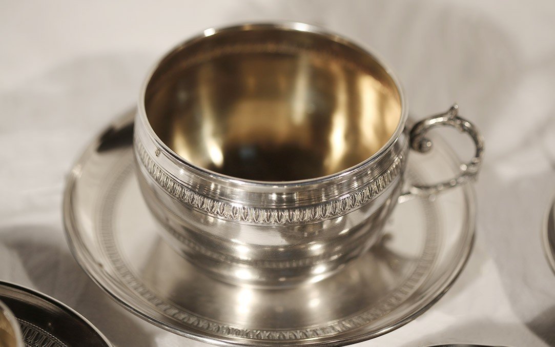 6 Cups, Solid Silver, 19th Century -photo-2