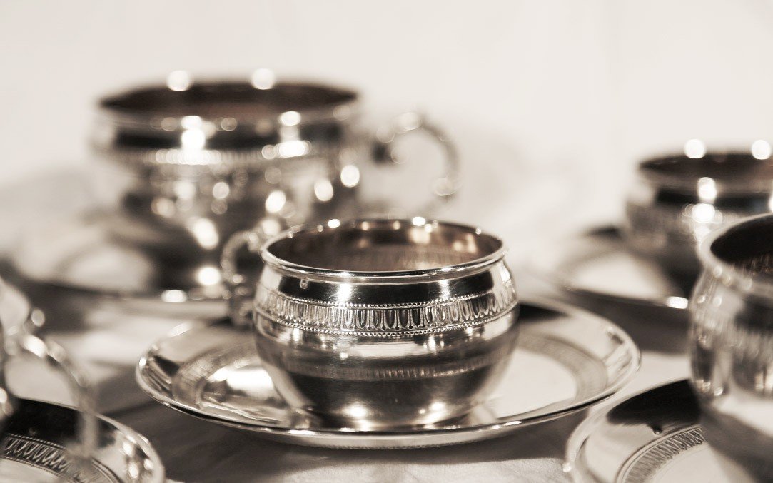 6 Cups, Solid Silver, 19th Century -photo-6