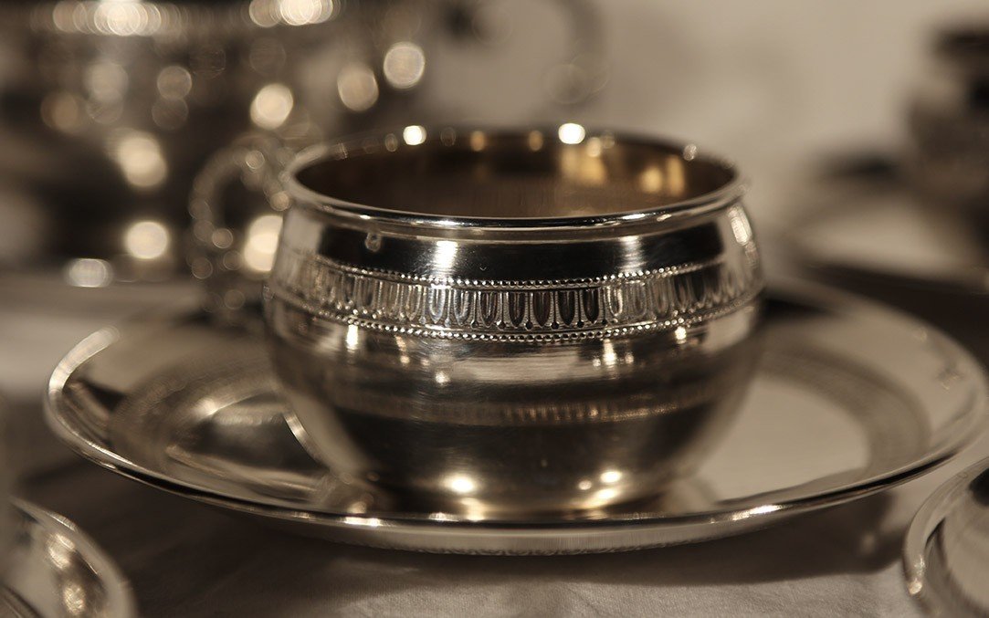 6 Cups, Solid Silver, 19th Century -photo-7