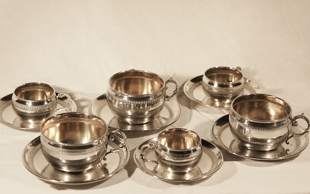 6 Cups, Solid Silver, 19th Century 