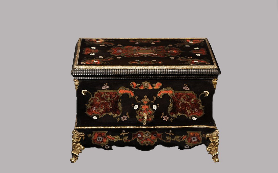 Writing Box, Boule Marquetry, 19th Century -photo-3