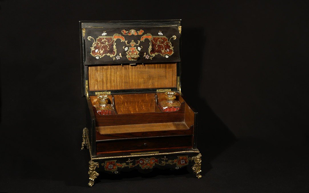 Writing Box, Boule Marquetry, 19th Century -photo-4