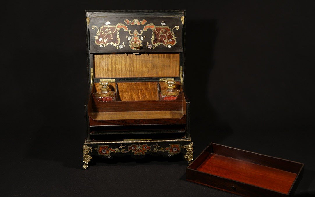 Writing Box, Boule Marquetry, 19th Century -photo-5