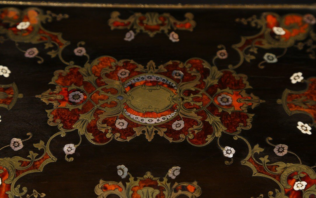 Writing Box, Boule Marquetry, 19th Century -photo-8