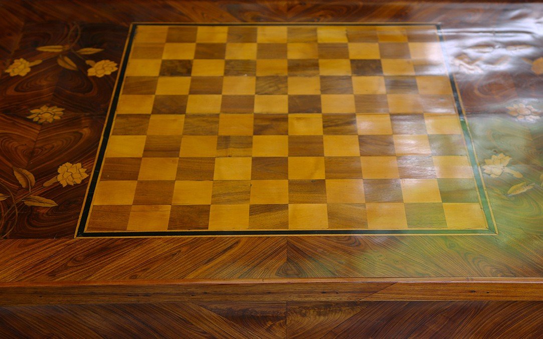 Louis XV Games Table, Marquetry, 18th Century-photo-3