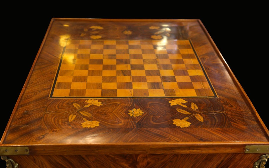 Louis XV Games Table, Marquetry, 18th Century-photo-8