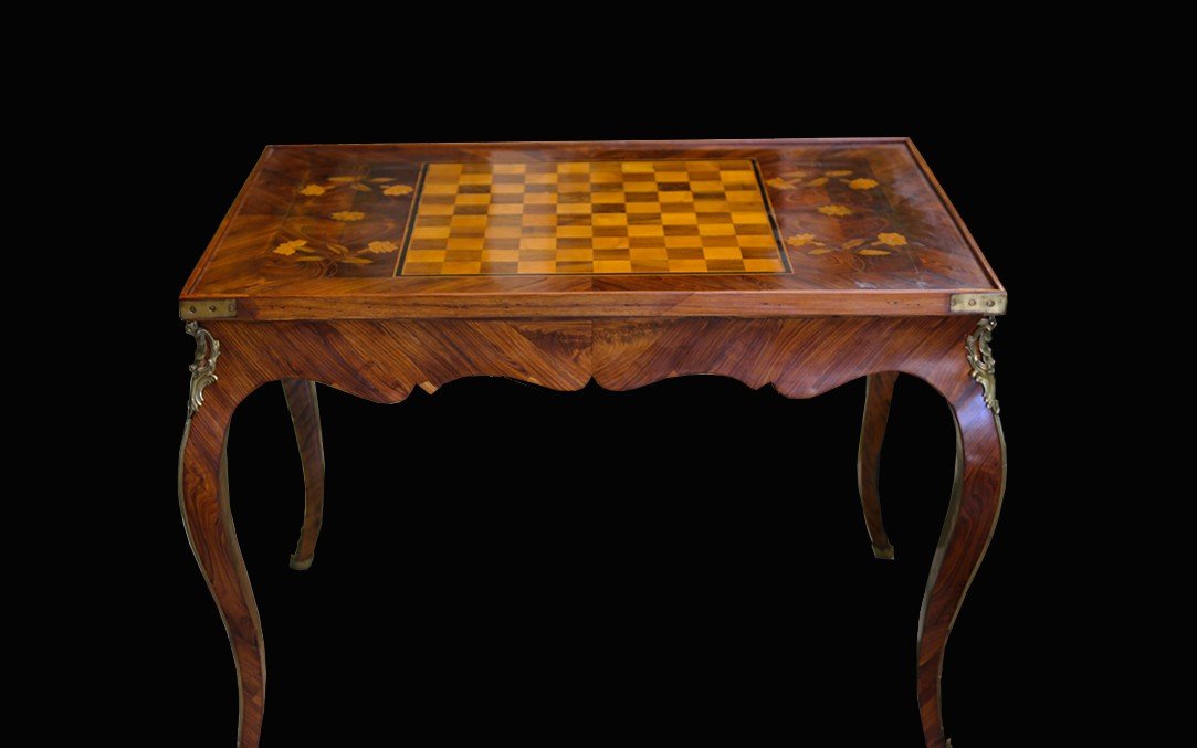 Louis XV Games Table, Marquetry, 18th Century