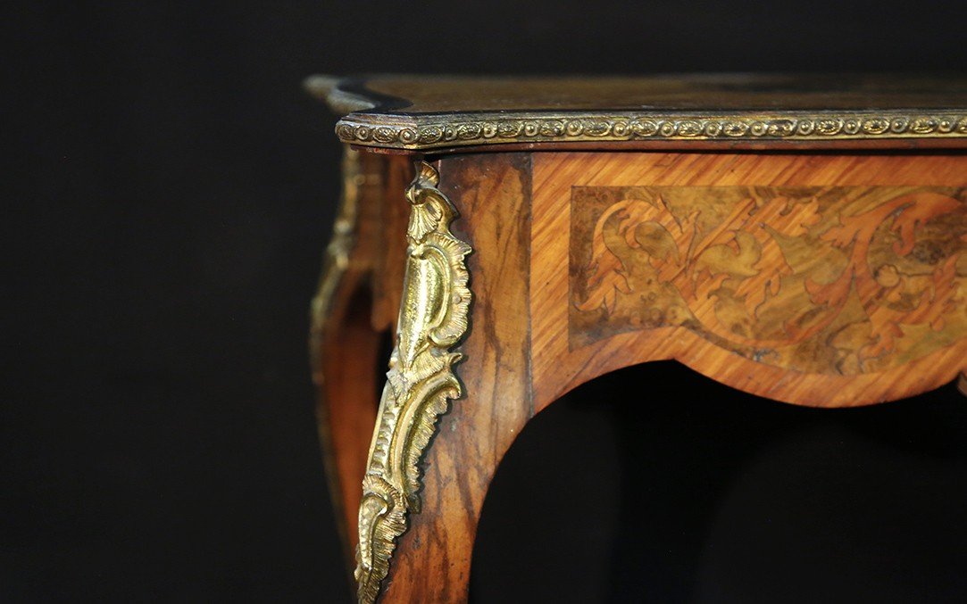 Napoleon III Marquetry Table, 19th Century-photo-2