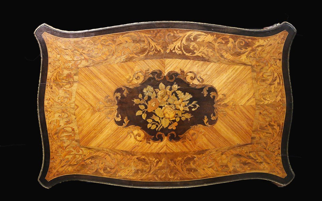 Napoleon III Marquetry Table, 19th Century-photo-4