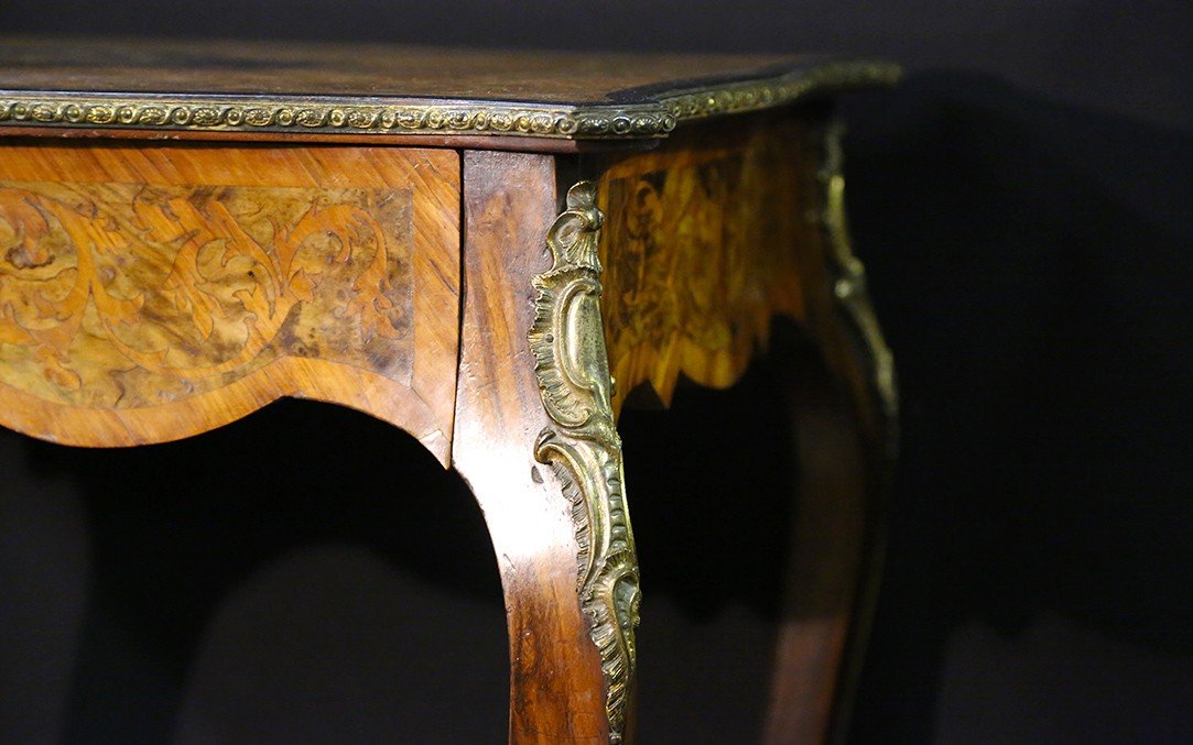 Napoleon III Marquetry Table, 19th Century-photo-1