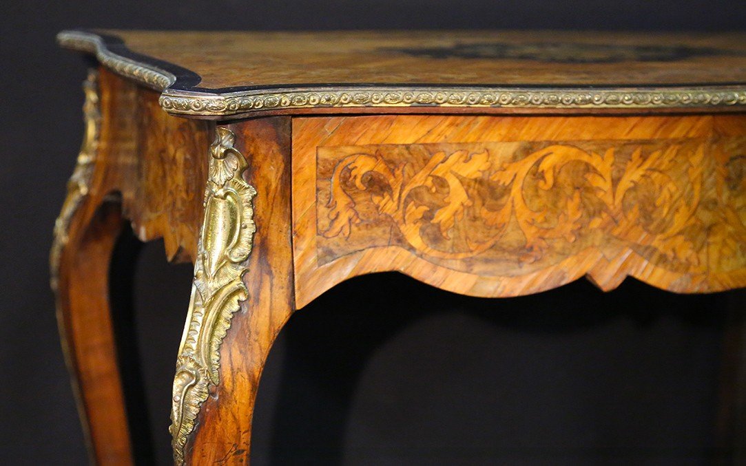 Napoleon III Marquetry Table, 19th Century-photo-2