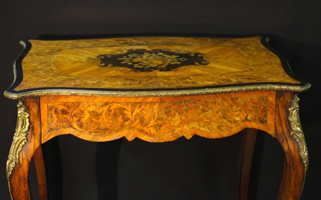 Napoleon III Marquetry Table, 19th Century-photo-7