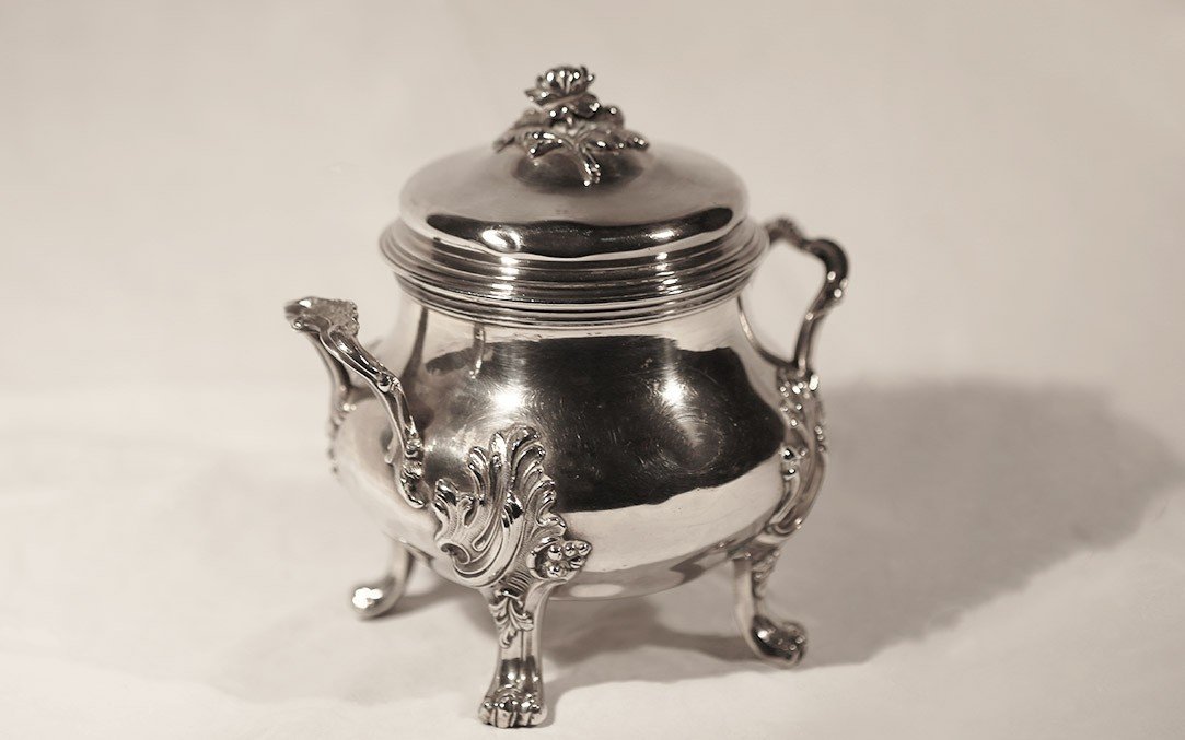 Pot à Sucre, Argent Massif, Style Louis XV, Minerve, 450 G