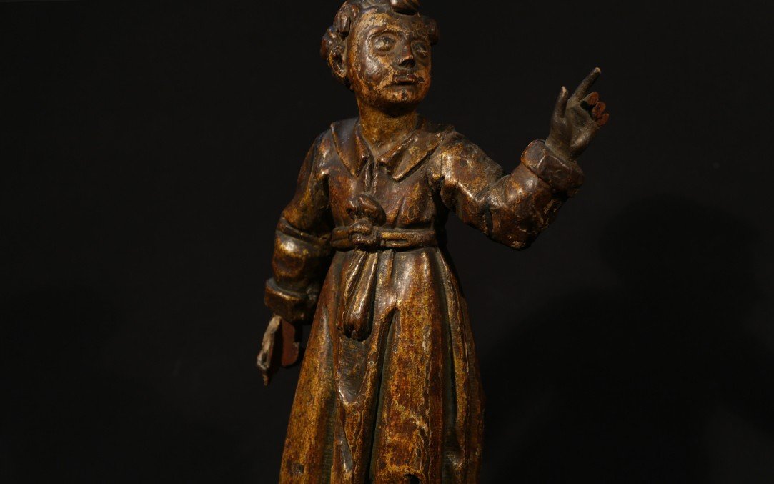 16th Century Wood Statue, Early 17th Century, 44 Cm-photo-6