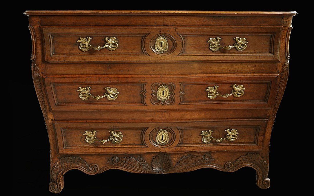 18th Century "tomb" Chest Of Drawers, Drowned, Louis XV