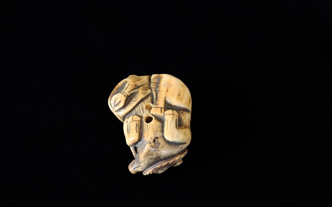 Netsuke, Rice Buffalo, Deer Antlers, 18th Century-photo-3