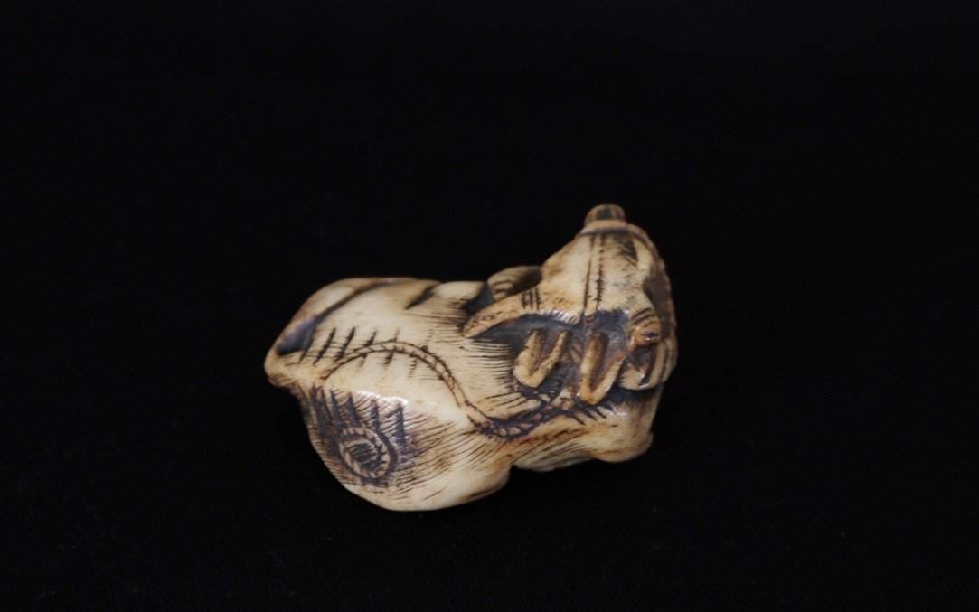 Netsuke, Rice Buffalo, Deer Antlers, 18th Century-photo-5