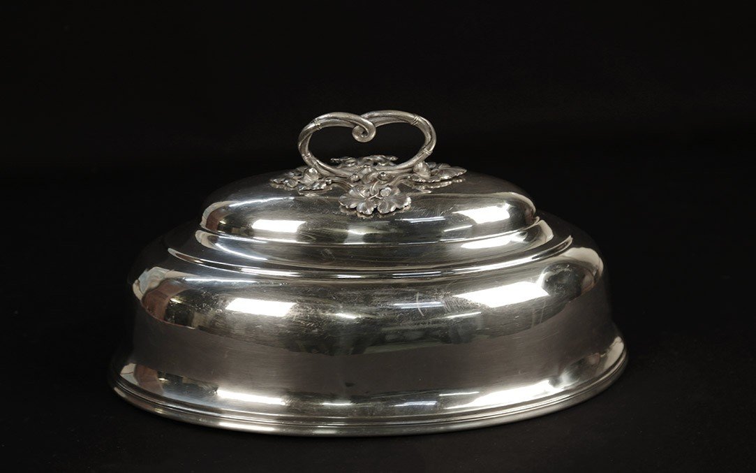 Table Bell / Dish Cover, Silver Metal -photo-2