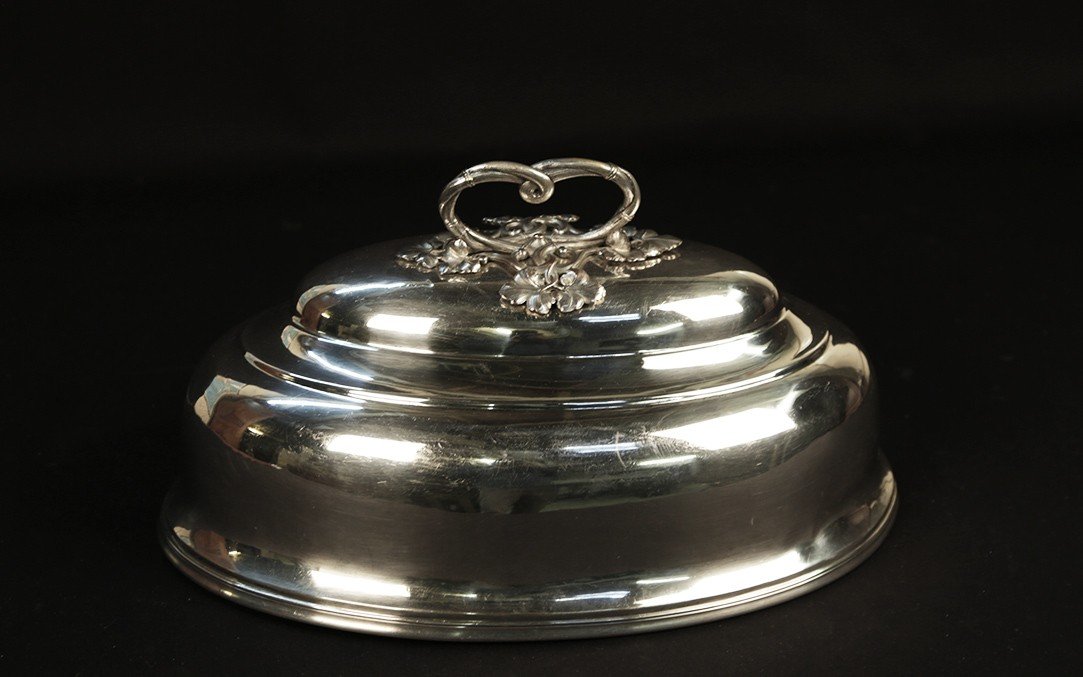 Table Bell / Dish Cover, Silver Metal -photo-3